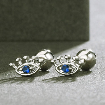 Simple Style Devil's Eye Silver Plating Inlay Zircon Ear Studs 1 Pair