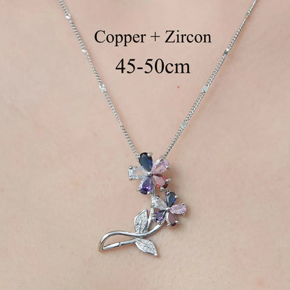 Simple Style Devil'S Eye Star Flower Copper Plating Inlay Zircon Pendant Necklace