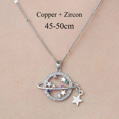 Simple Style Devil'S Eye Star Flower Copper Plating Inlay Zircon Pendant Necklace