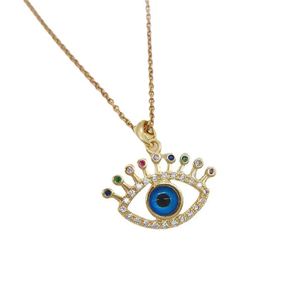 Simple Style Devil's Eye Titanium Steel Copper Zircon Pendant Necklace In Bulk