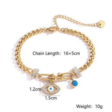 Simple Style Devil's Eye Titanium Steel Enamel Plating Inlay Zircon 18k Gold Plated Bracelets