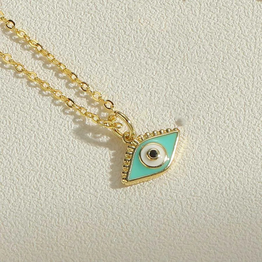 Simple Style Devil'S Eye Tree Copper Enamel Plating Inlay Zircon 14k Gold Plated Pendant Necklace