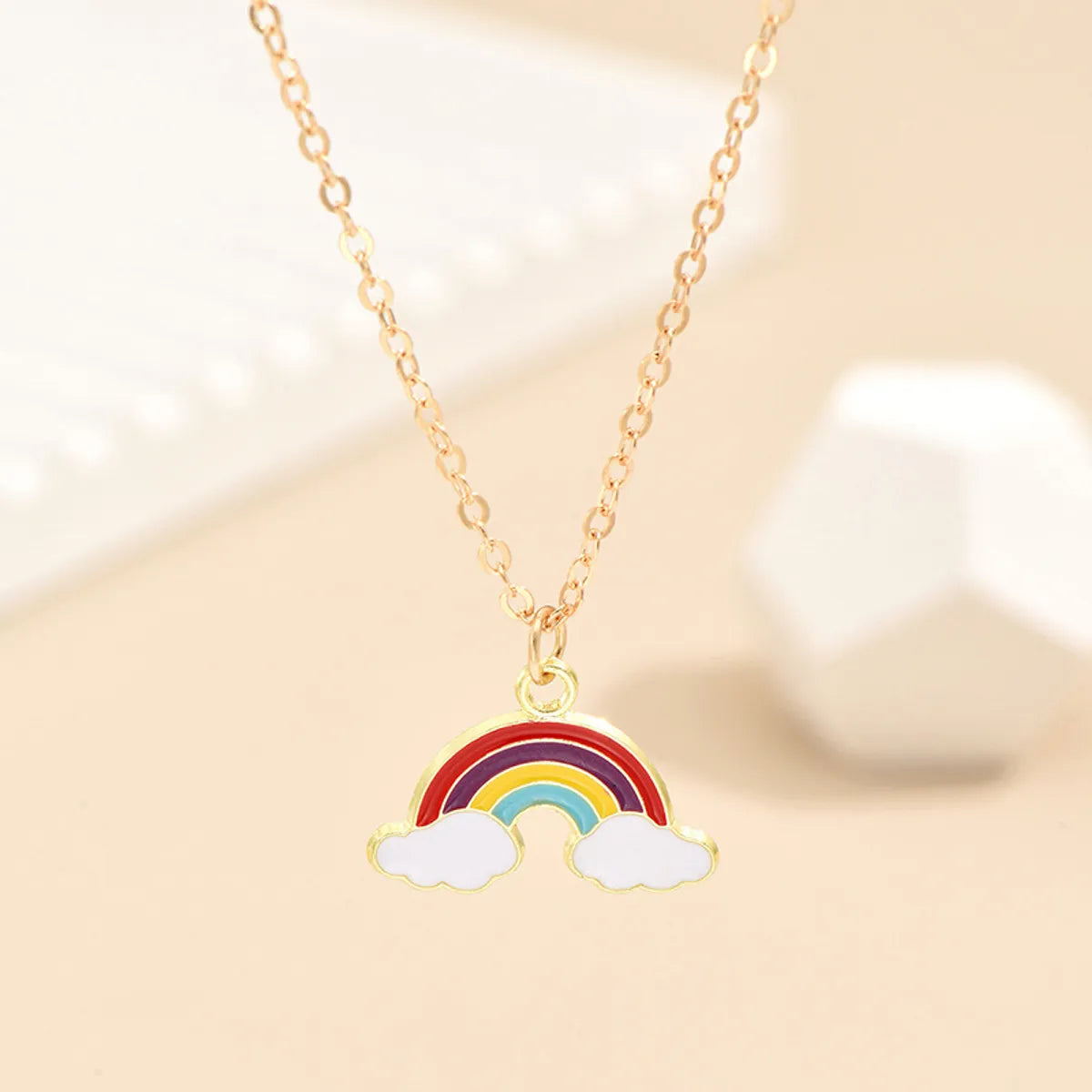 Simple Style Doctoral Cap Letter Rainbow Alloy Enamel Plating Women'S Pendant Necklace