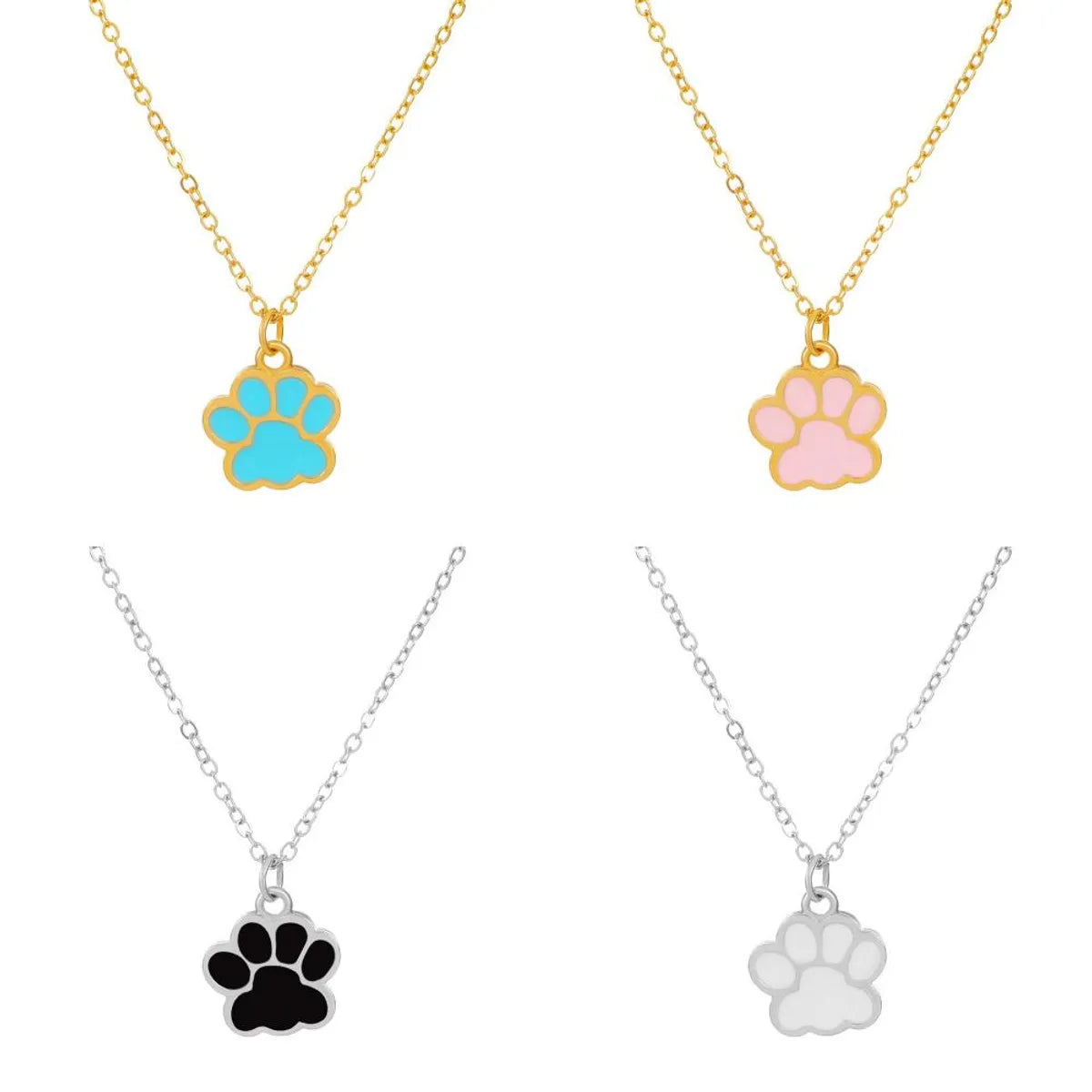 Simple Style Dog's Paw Alloy Enamel Women's Necklace