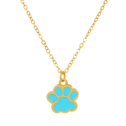 Simple Style Dog's Paw Alloy Enamel Women's Necklace