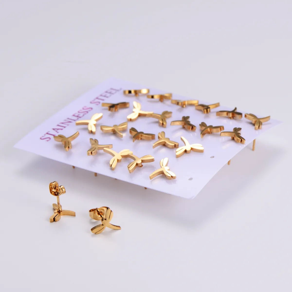 1 Set Simple Style Dragonfly Plating Stainless Steel Ear Studs