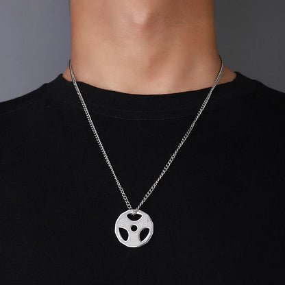 Simple Style Dumbbell Piece 201 Stainless Steel Men'S Pendant Necklace