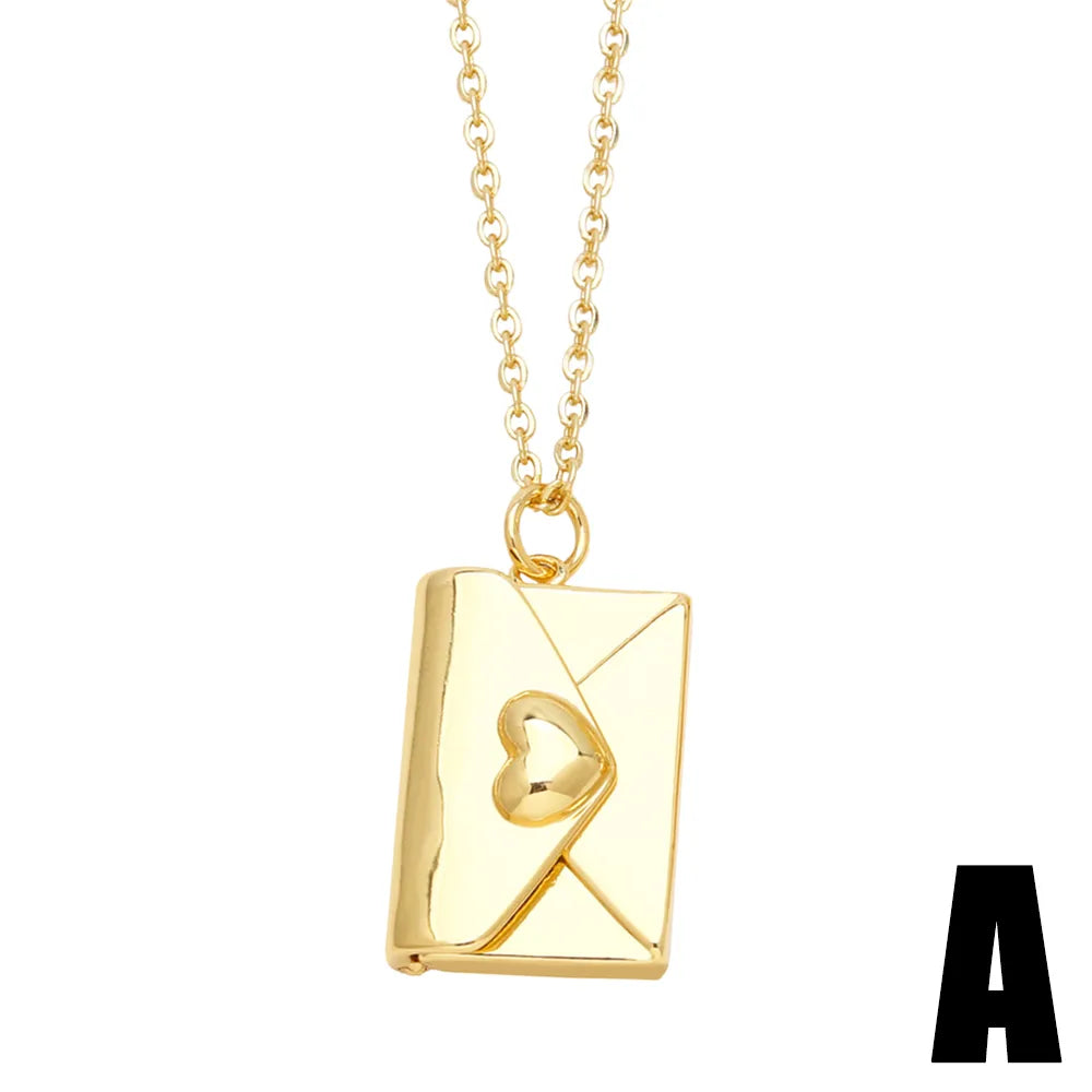 Wholesale Jewelry Simple Style Envelope Stainless Steel Copper 18K Gold Plated Plating Pendant Necklace