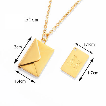 Simple Style Envelope Stainless Steel Titanium Steel Plating Pendant Necklace