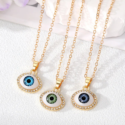 Simple Style Eye Alloy Inlaid Zircon Necklace 1 Piece