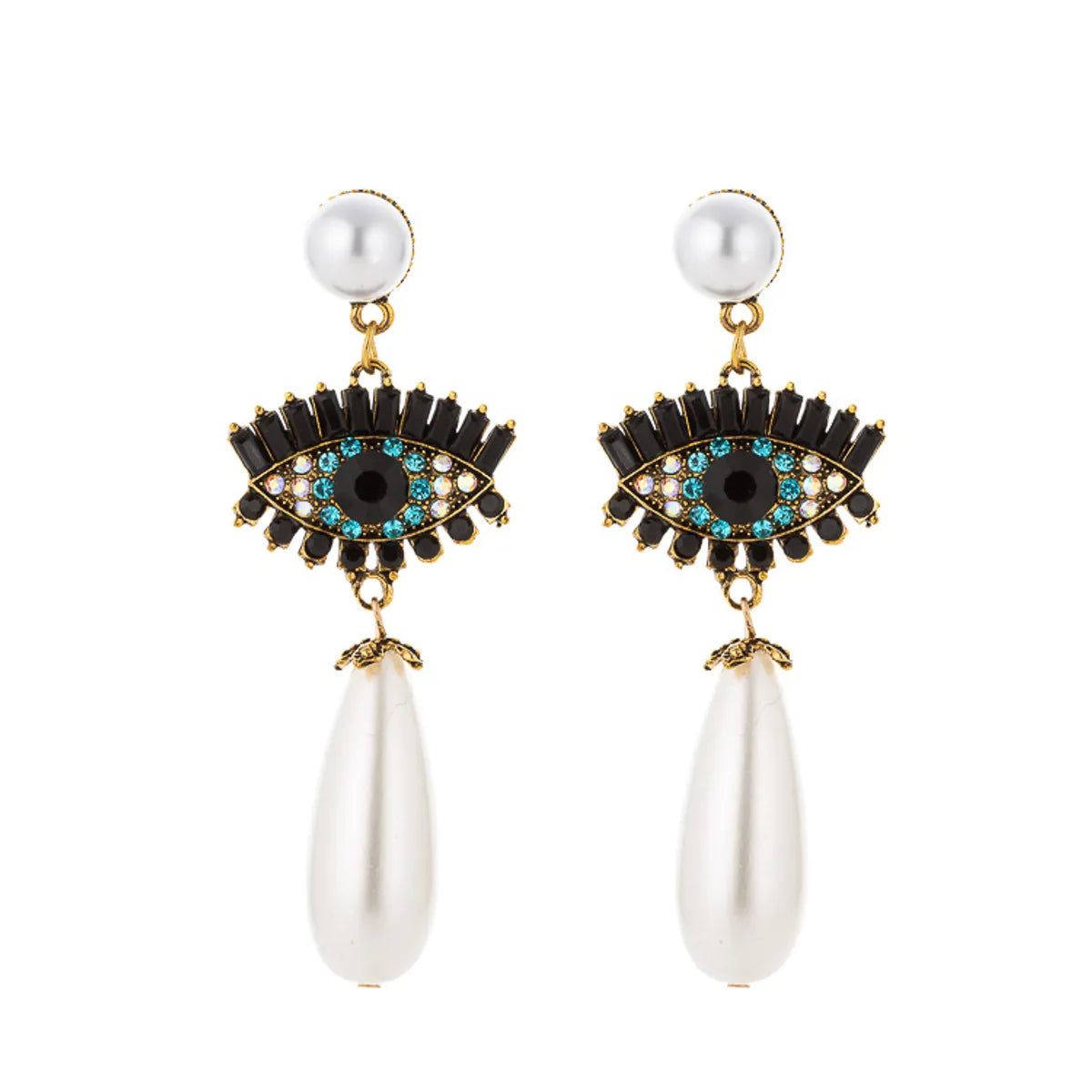 Simple Style Eye Alloy Inlay Rhinestones Women's Drop Earrings