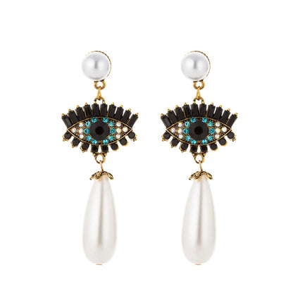 Simple Style Eye Alloy Inlay Rhinestones Women's Drop Earrings