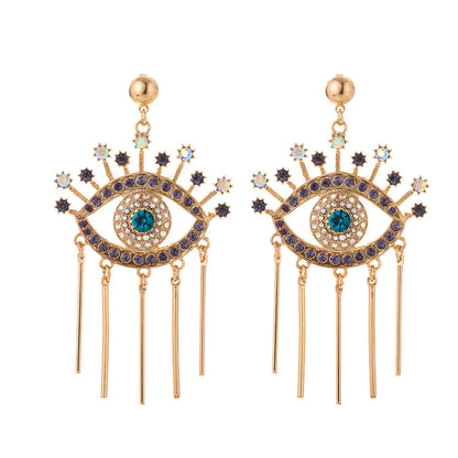 Simple Style Eye Alloy Inlay Rhinestones Women's Drop Earrings