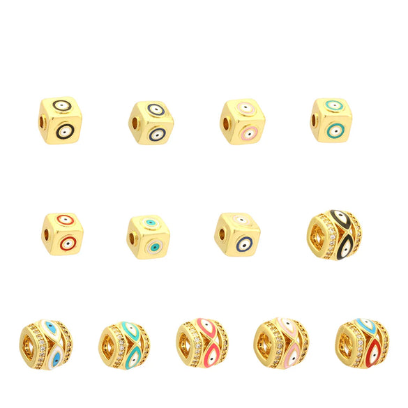 Simple Style Eye Copper Enamel Plating Inlay Zircon 18k Gold Plated Charms Jewelry Accessories