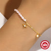 Simple Style Fashion S925 Sterling Silver Geometric Star Ab Chain Pearl Stacked Bracelet With Electroplating
