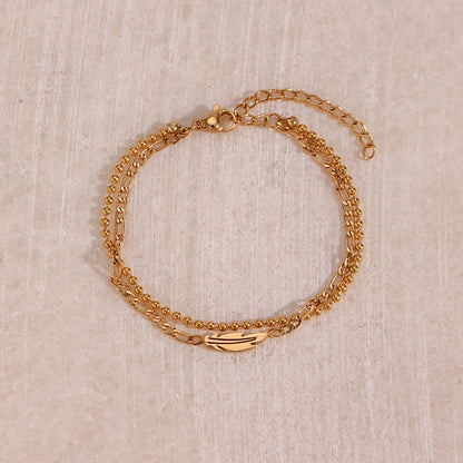 Simple Style Feather 304 Stainless Steel 18K Gold Plated Bracelets In Bulk