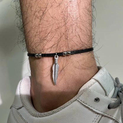 Simple Style Feather Stainless Steel Men's Anklet