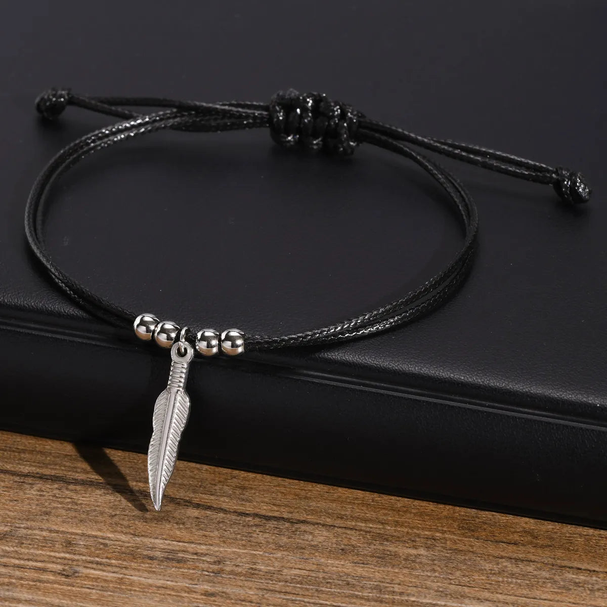 Simple Style Feather Stainless Steel Men's Anklet