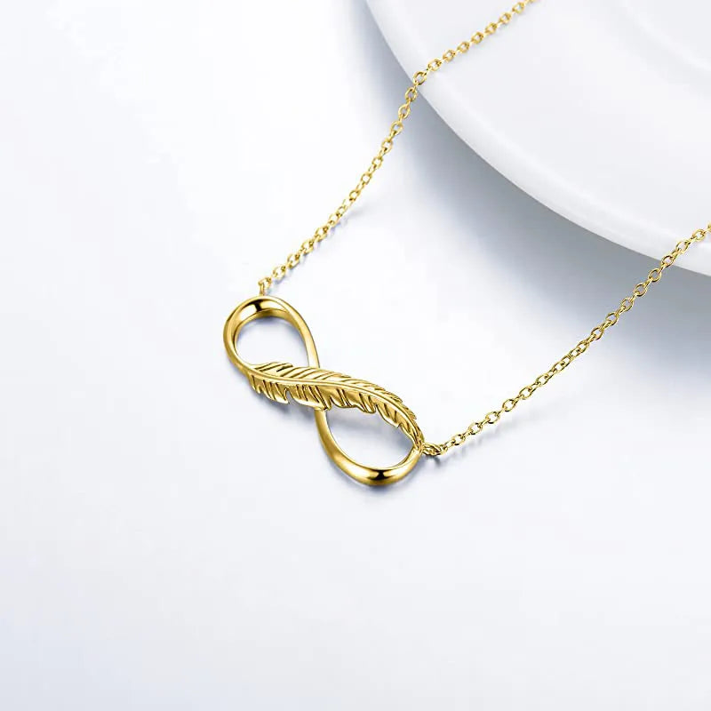 Simple Style Feather Sterling Silver Plating Pendant Necklace