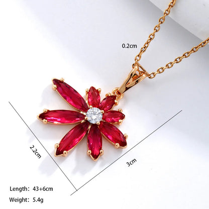 Xuping Simple Style Flower 18k Gold Plated Artificial Gemstones Copper Alloy Wholesale Pendant Necklace