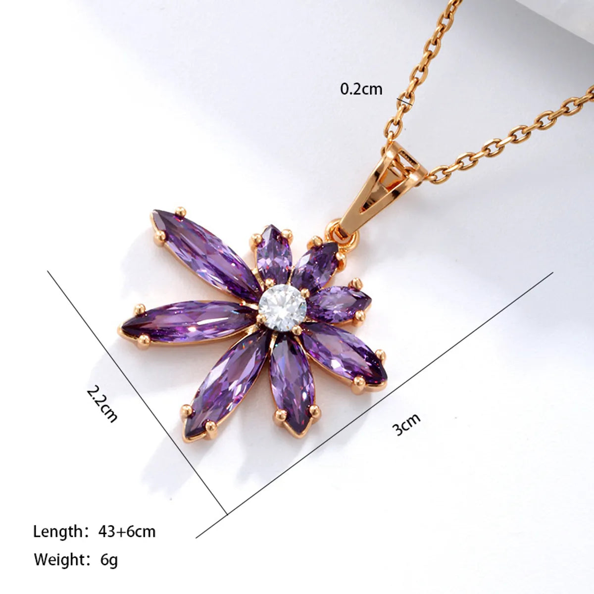 Xuping Simple Style Flower 18k Gold Plated Artificial Gemstones Copper Alloy Wholesale Pendant Necklace