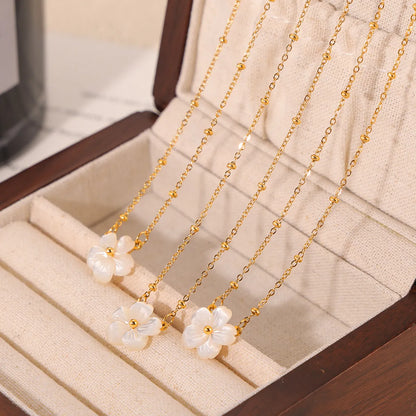 Simple Style Flower 304 Stainless Steel Shell Wholesale Pendant Necklace