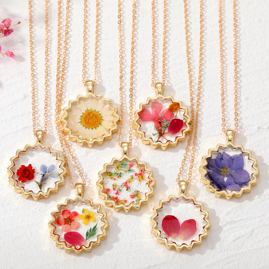 Simple Style Flower Alloy Epoxy Women'S Pendant Necklace 1 Piece