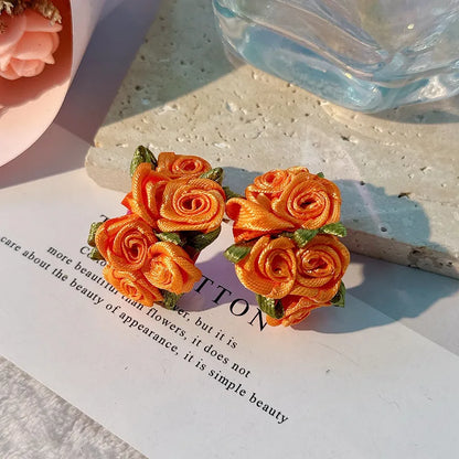 Simple Style Flower Alloy Handmade Women'S Ear Studs