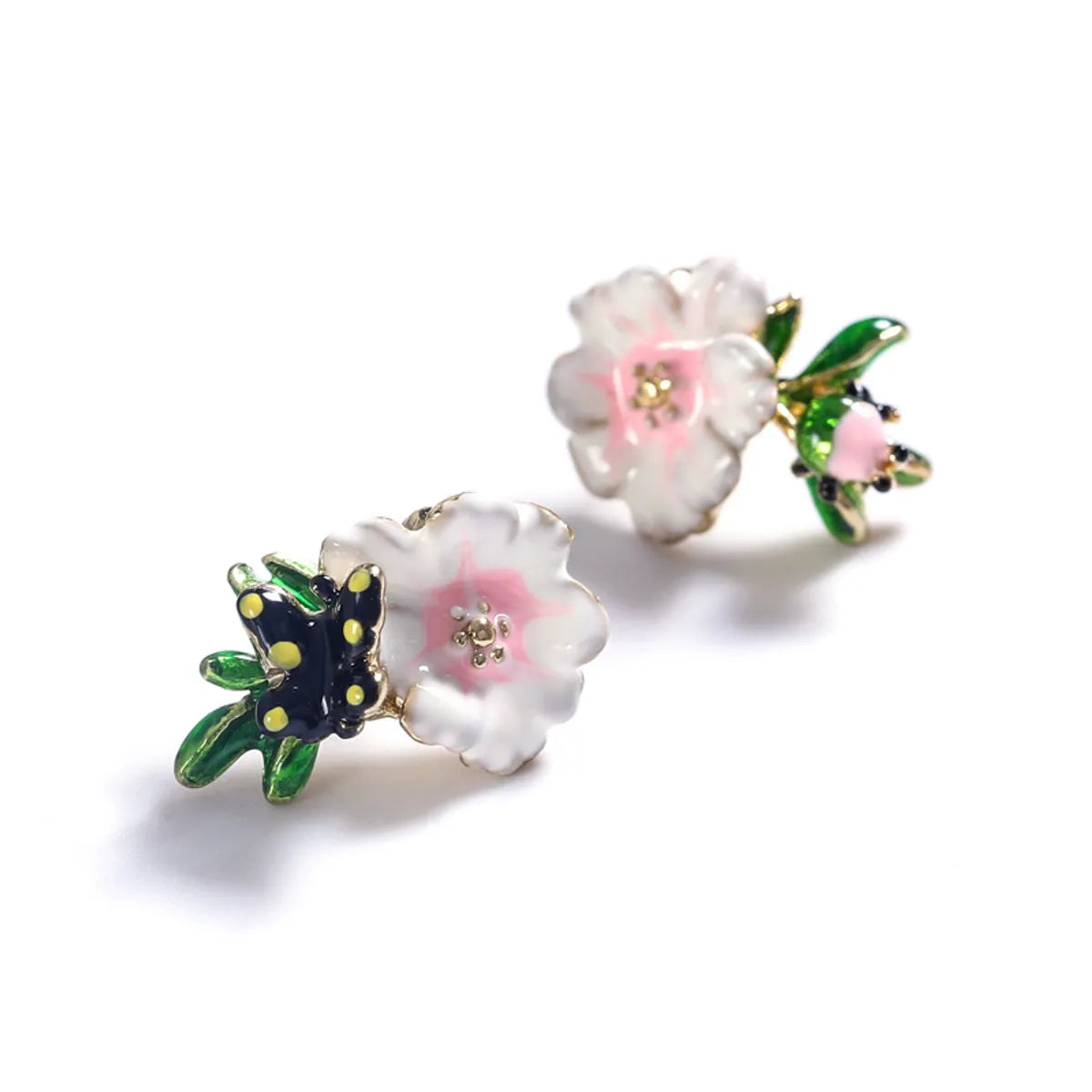 Simple Style Flower Alloy Inlay Artificial Gemstones Women'S Ear Studs