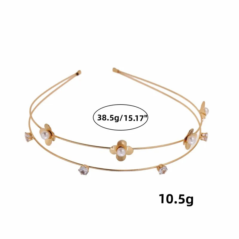 Simple Style Flower Alloy Inlay Pearl Hair Band