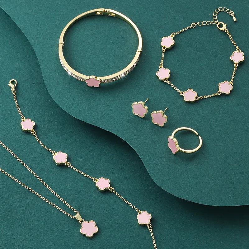 Simple Style Flower Alloy Plating Women'S Jewelry Set