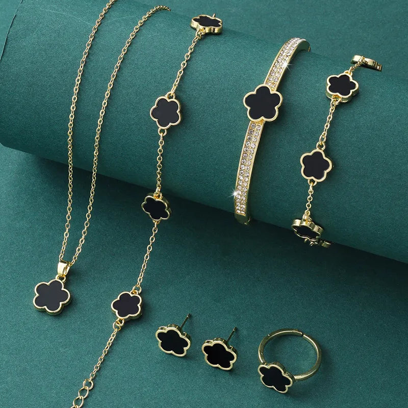 Simple Style Flower Alloy Plating Women'S Jewelry Set