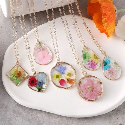 Pastoral Simple Style Flower Alloy Resin Wholesale Pendant Necklace