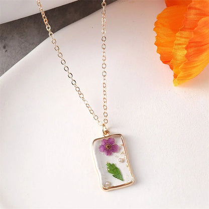 Pastoral Simple Style Flower Alloy Resin Wholesale Pendant Necklace