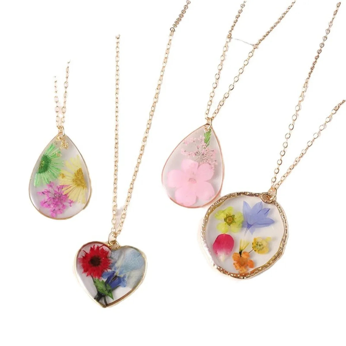 Pastoral Simple Style Flower Alloy Resin Wholesale Pendant Necklace