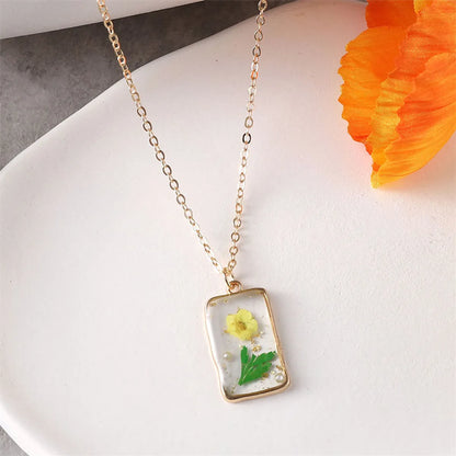 Pastoral Simple Style Flower Alloy Resin Wholesale Pendant Necklace