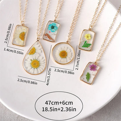 Pastoral Simple Style Flower Alloy Resin Wholesale Pendant Necklace