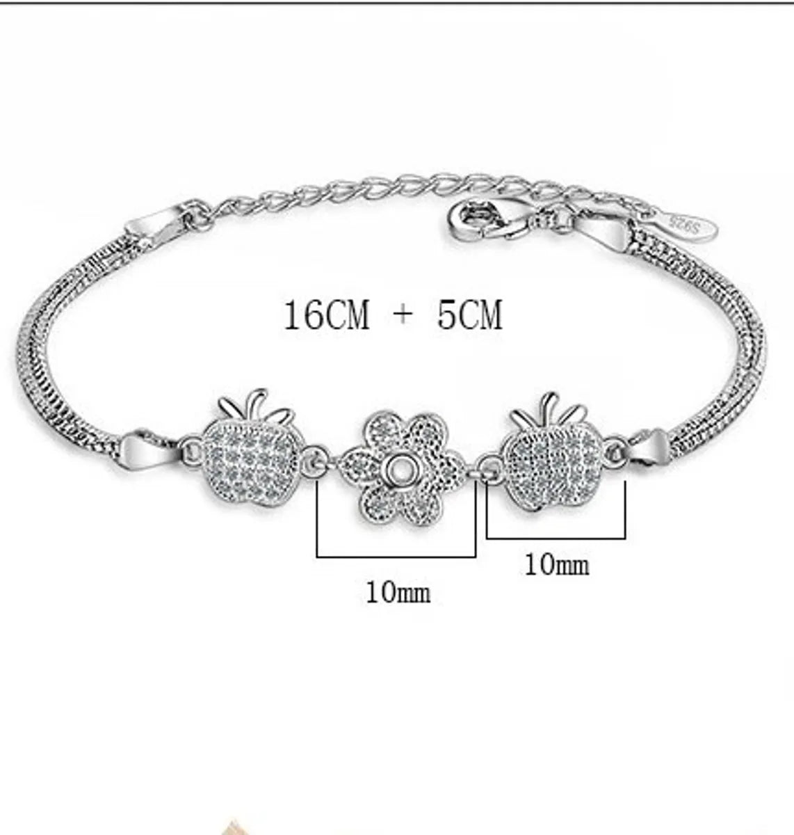 Simple Style Flower Apple Copper Plating Inlay Zircon White Gold Plated Bracelets