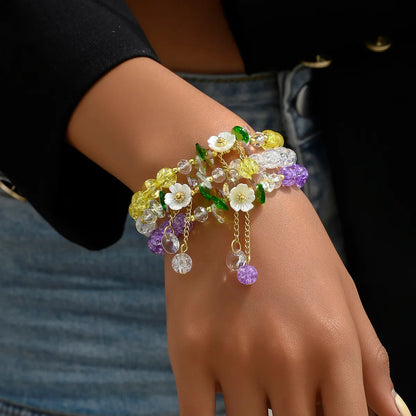 Simple Style Flower Arylic Beaded Women's Bracelets