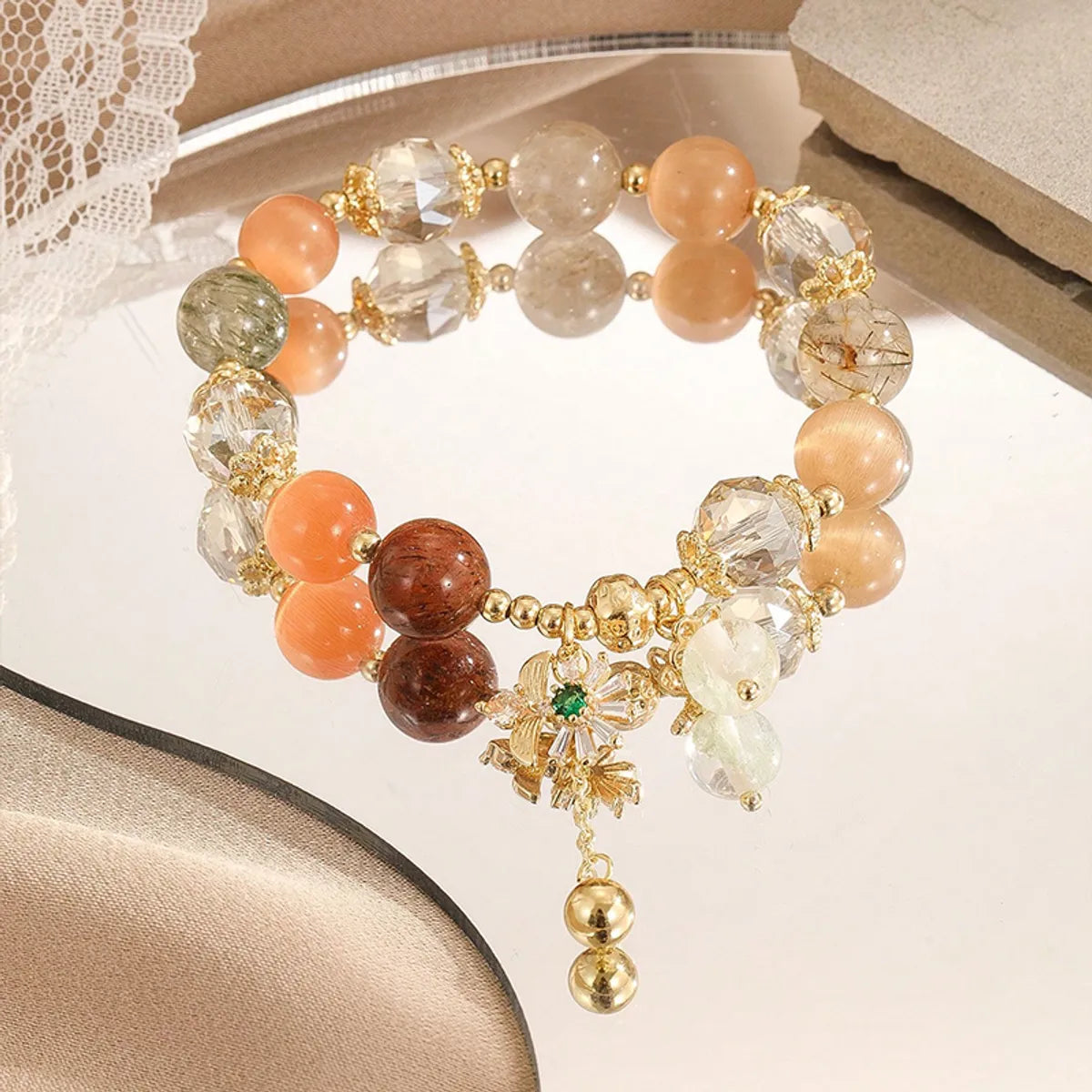 Simple Style Flower Copper Beaded Bracelets