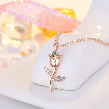 Simple Style Flower Copper Inlay Zircon Pendant Necklace