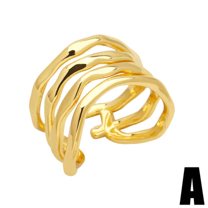 Simple Style Flower Copper Plating 18k Gold Plated Open Rings