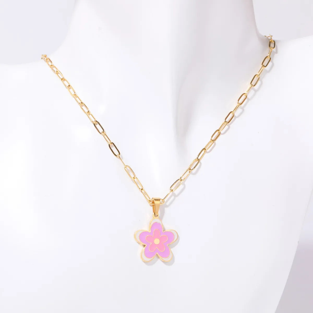 Simple Style Flower Copper Plating 18k Gold Plated Pendant Necklace