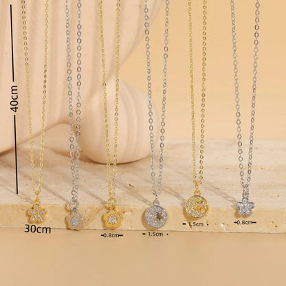 Simple Style Flower Copper Plating Inlay Zircon 14k Gold Plated Necklace