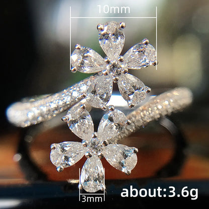 Simple Style Flower Copper Rings Inlay Zircon Copper Rings