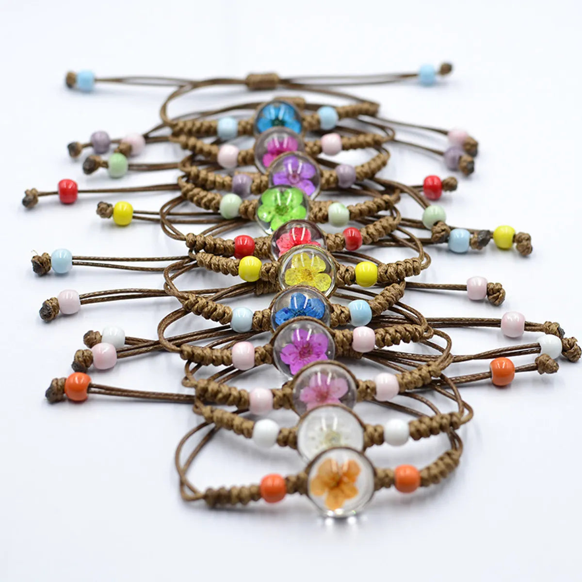 Simple Style Flower Dried Flower Glass Knitting Women'S Bracelets