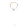 Simple Style Flower Geometric Alloy Pendant Copperclad Iron Chain Imitation Pearl Long Clavicle Necklace With Electroplating