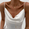 Simple Style Flower Geometric Alloy Pendant Copperclad Iron Chain Imitation Pearl Long Clavicle Necklace With Electroplating