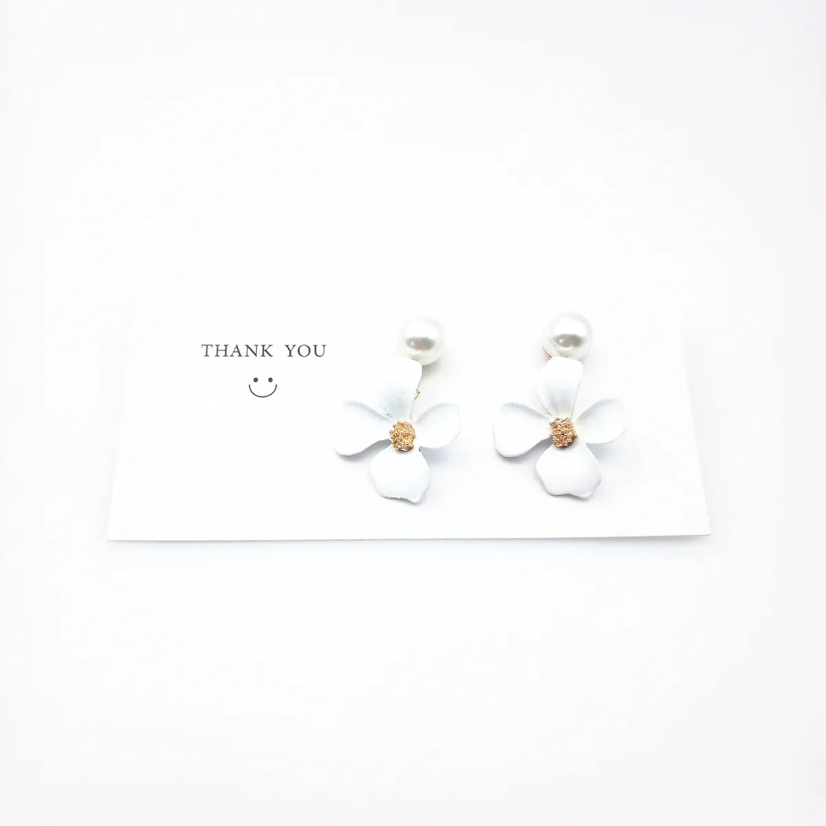 Simple Style Flower Imitation Pearl Alloy Iron Ear Studs 1 Set