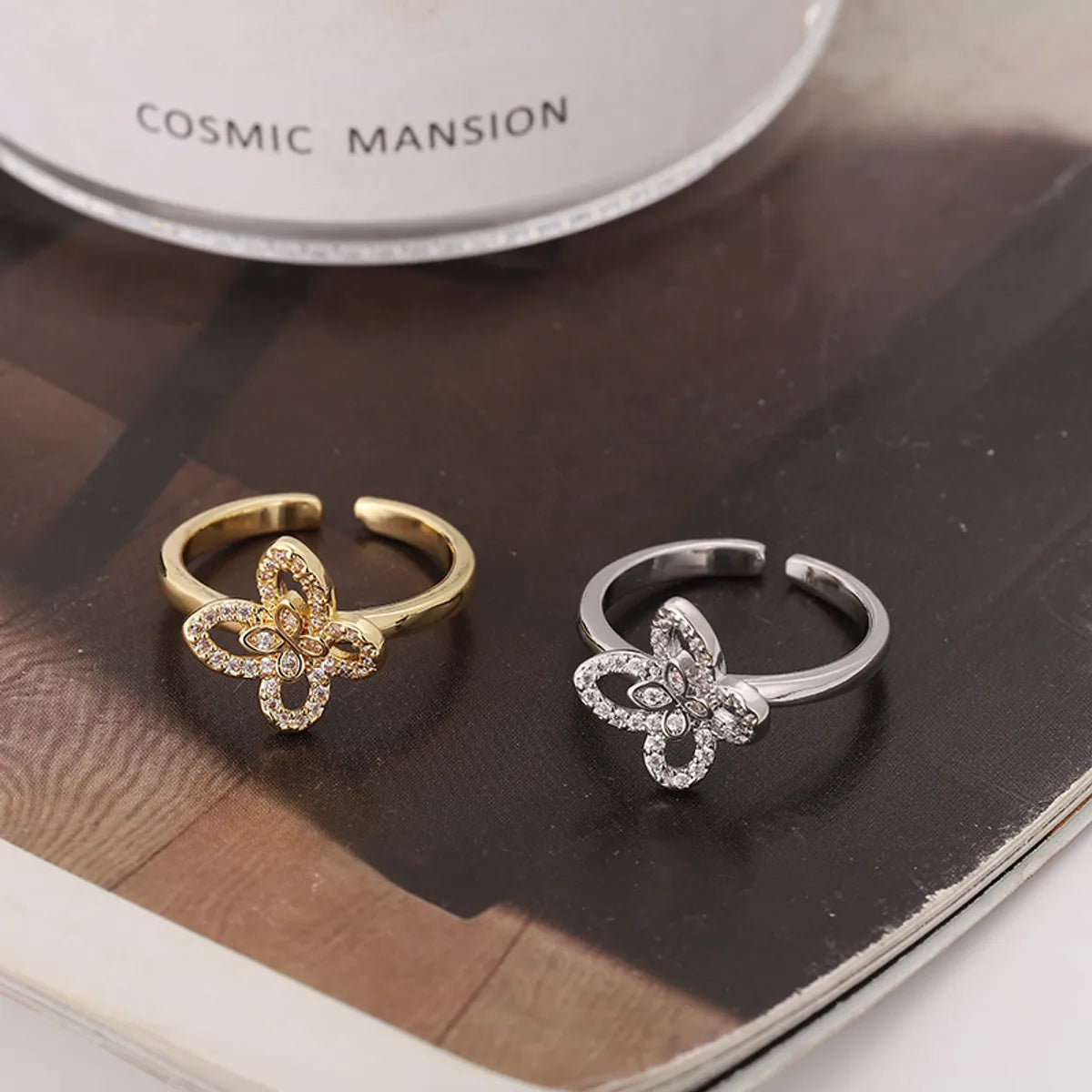 Simple Style Flower Metal Plating Inlay Zircon Women's Open Rings